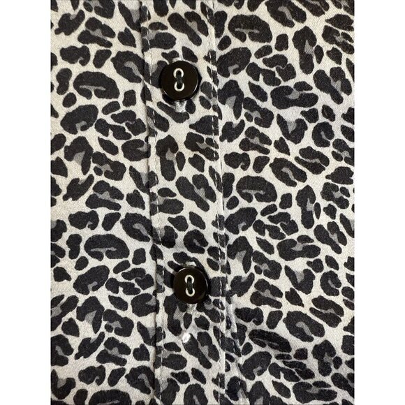 212 Collection Women Black Animal Print 3/4 Sleeve Button-Down Shirt 1X Plus - Picture 5 of 8
